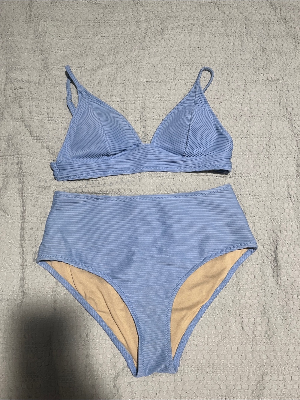 Old Navy Light Blue Ribbed High-Waist Bikini Set